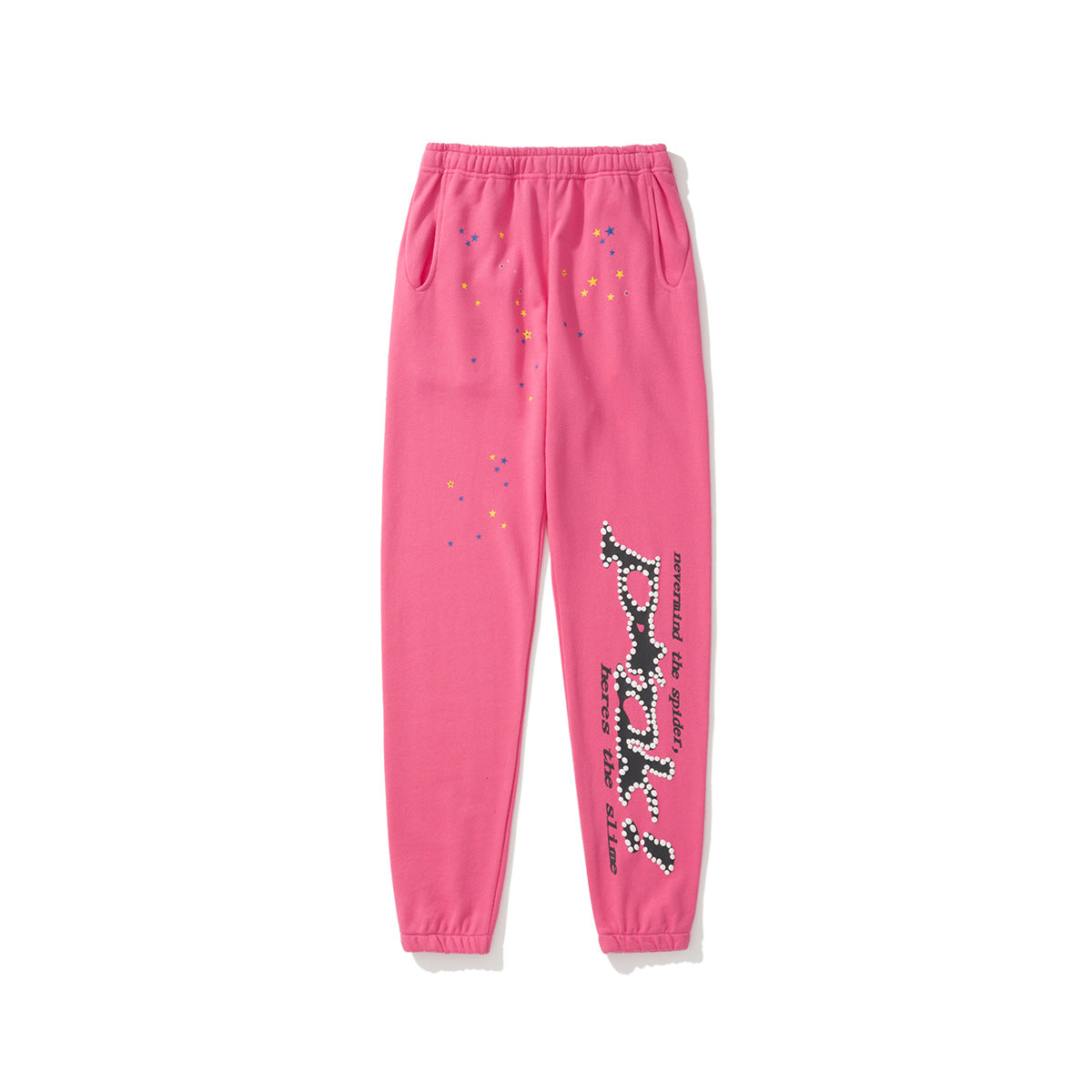 Sp5der 555555 Rhinestone Bubble Letter Spider Web Hoodie & Sweatpants