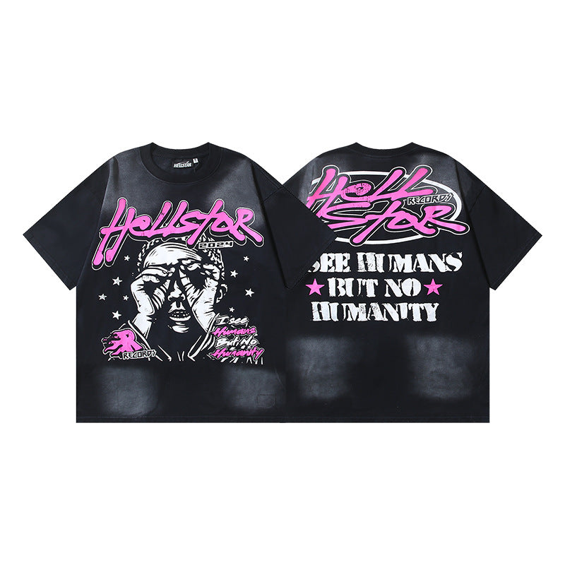 Vintage Washed Graphic Tee – Oversized Unisex Short Sleeve T-Shirt (Washed Black Series)