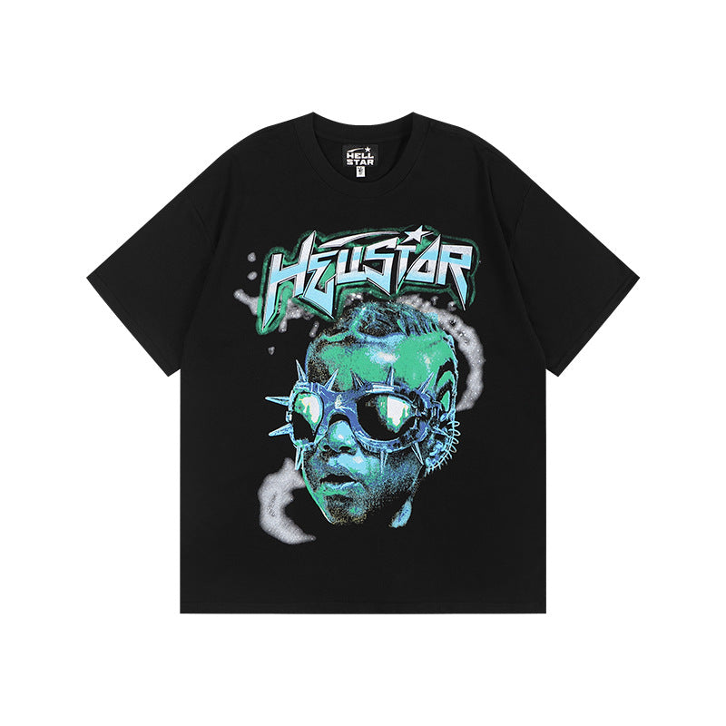 HELLSTAR Hip-Hop Graphic Letter Print Streetwear Oversized Cotton Tee