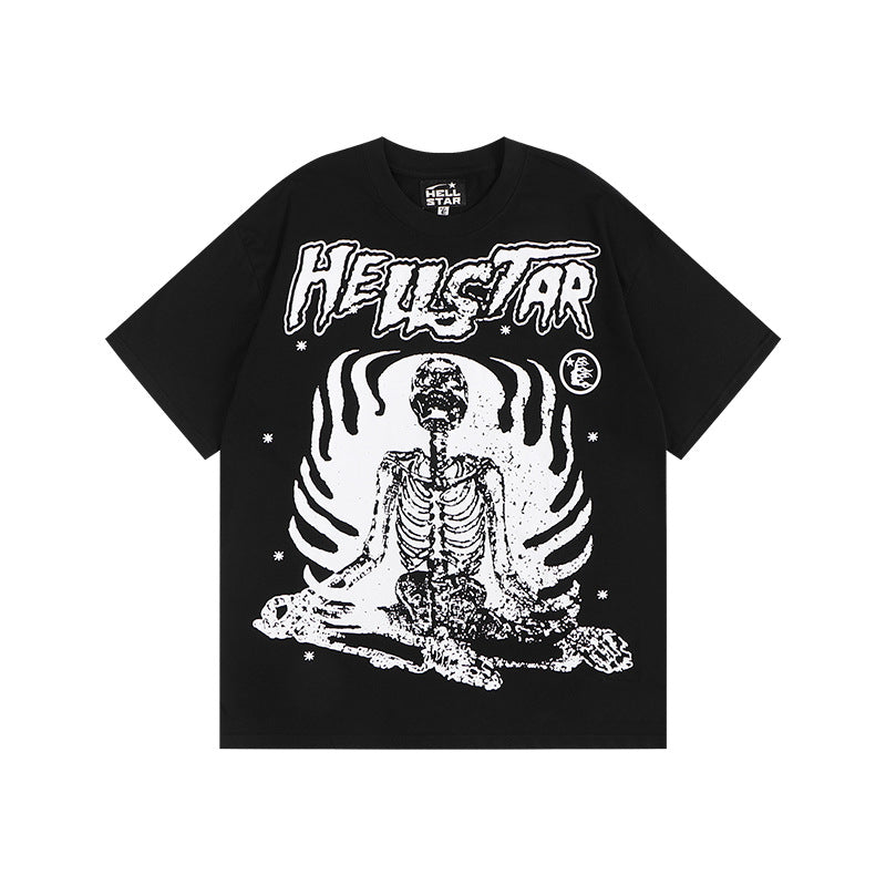 HELLSTAR Hip-Hop Graphic Letter Print Streetwear Oversized Cotton Tee