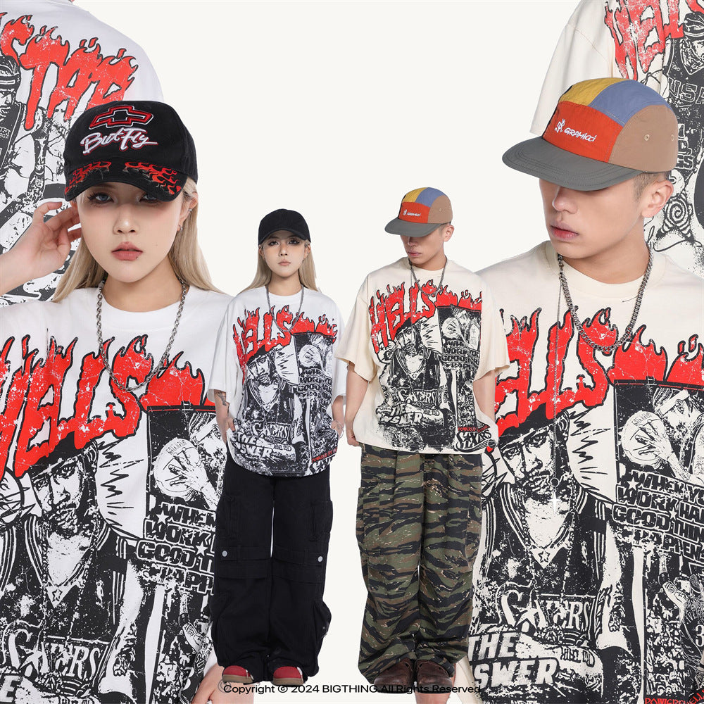 HELLSTAR Vintage Graphic Print Oversized Tee – Unisex Streetwear