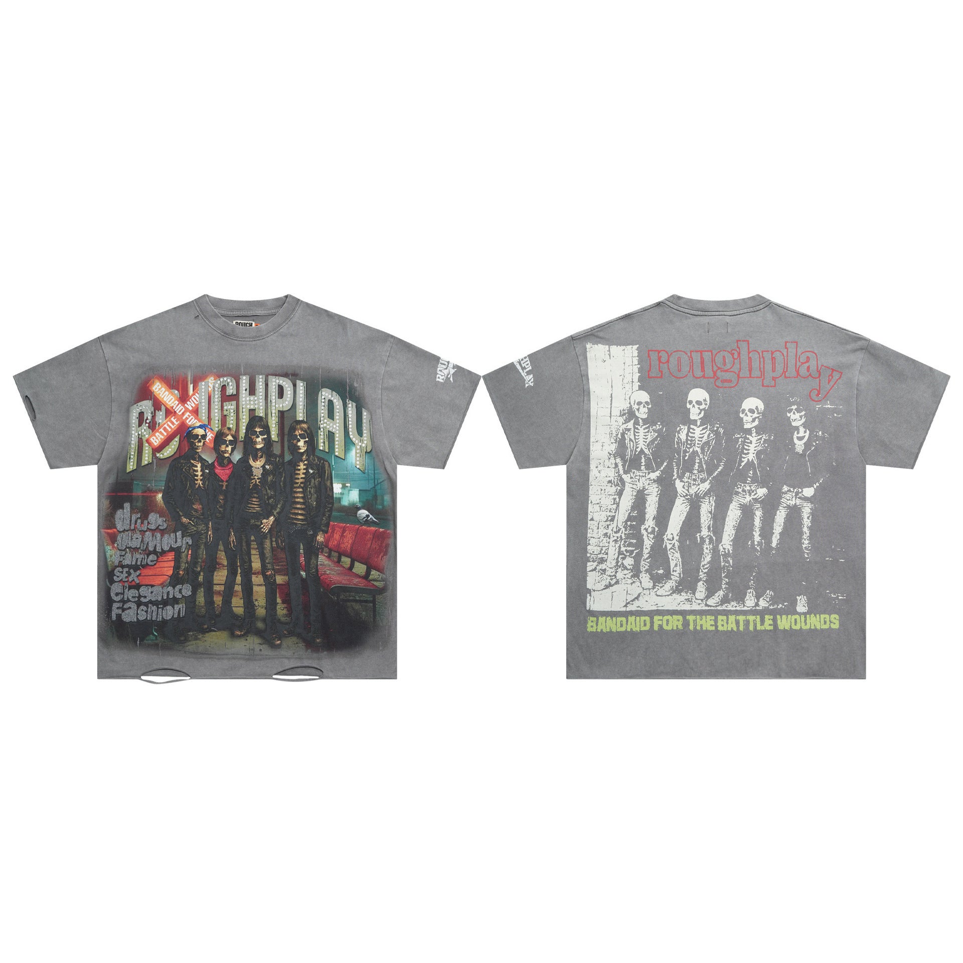 RoughPlay NYC Distressed Rhinestone Graphic Tee