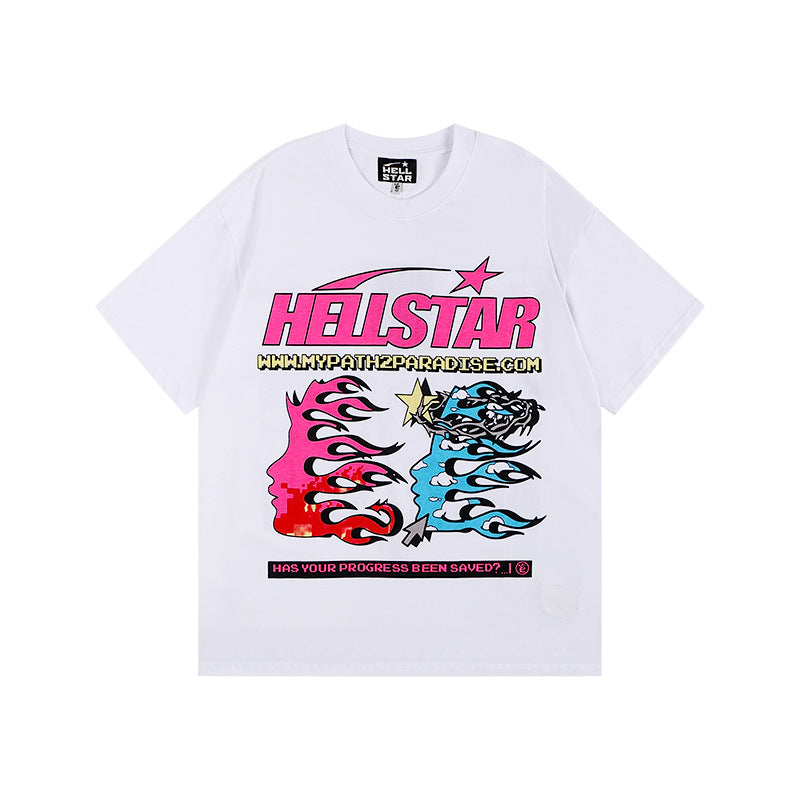 HELLSTAR Hip-Hop Graphic Letter Print Streetwear Oversized Cotton Tee