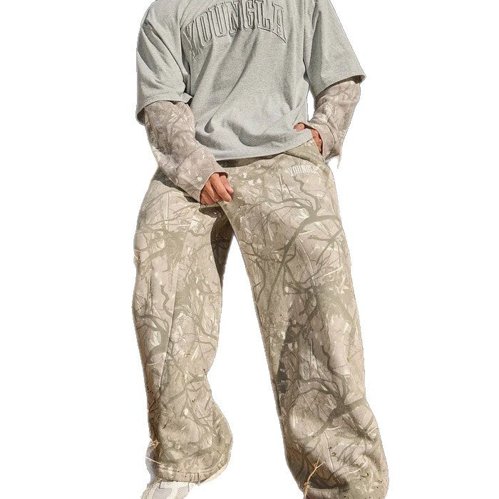 Men's Camo Stretch Straight Leg Joggers – Breathable Athletic Pants