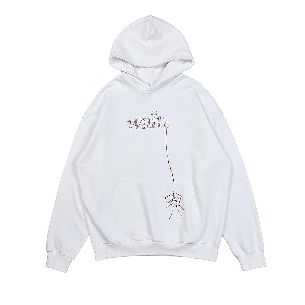 25ss High Quality SP5DER American Streetwear Rhinestone Foam Letter Spider Web Hoodie (Unisex)