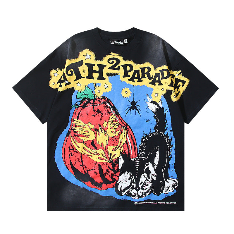 HELLSTAR Washed Vintage Graphic Tee — Unisex Oversized Streetwear