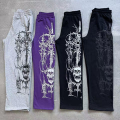 YOUNGLA Floral Graphic Sweatpants – Men's Oversized Streetwear Joggers