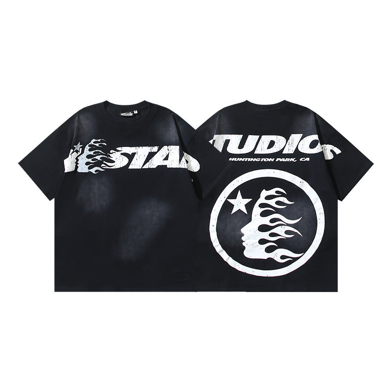 Vintage Washed Oversized Graphic Tee – Unisex American Streetwear