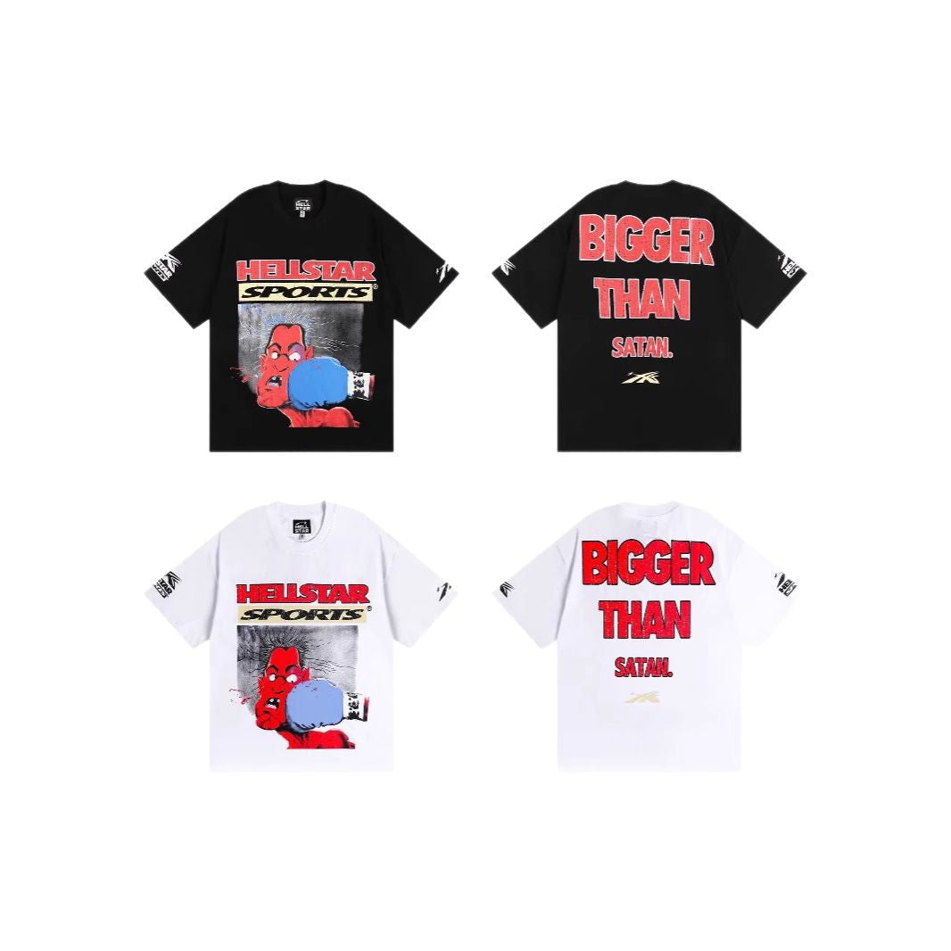 HELLSTAR Hip-Hop Graphic Letter Print Streetwear Oversized Cotton Tee