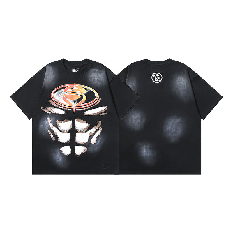 HELLSTAR 2025 American Streetwear Heavyweight Washed Vintage Oversized Short Sleeve T-Shirt