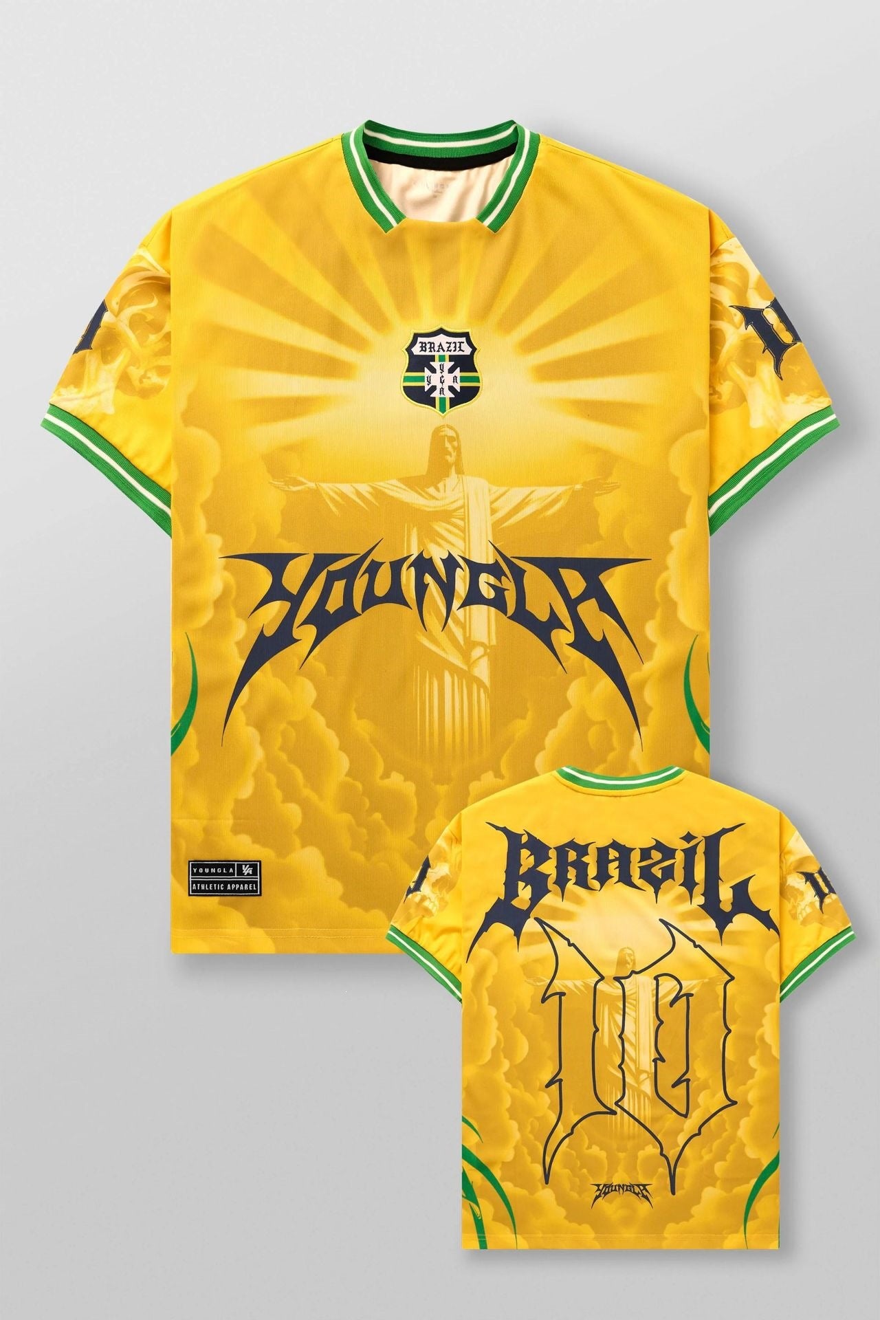 YOUNGLA Men's Soccer Jersey Graphic Tee – Oversized Quick-Dry Athletic Shirt
