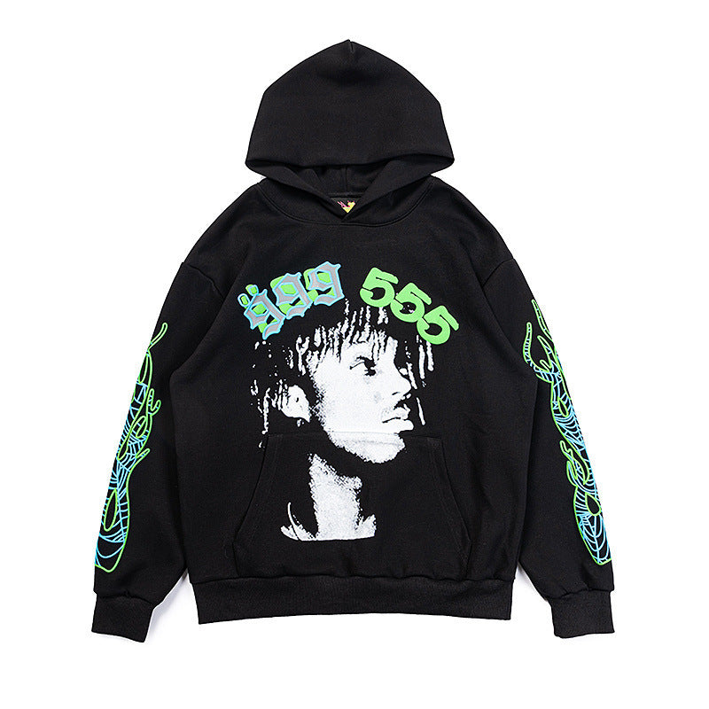 25ss High Quality SP5DER American Streetwear Rhinestone Foam Letter Spider Web Hoodie (Unisex)