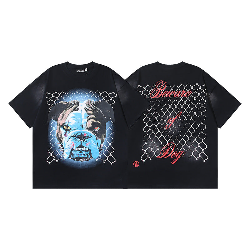 Vintage Washed Graphic Tee – Oversized Unisex Short Sleeve T-Shirt (Washed Black & Blue Series)