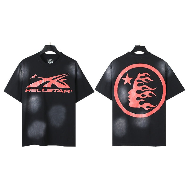 Hellstar Acid-Washed Graphic Tee & Shorts Set