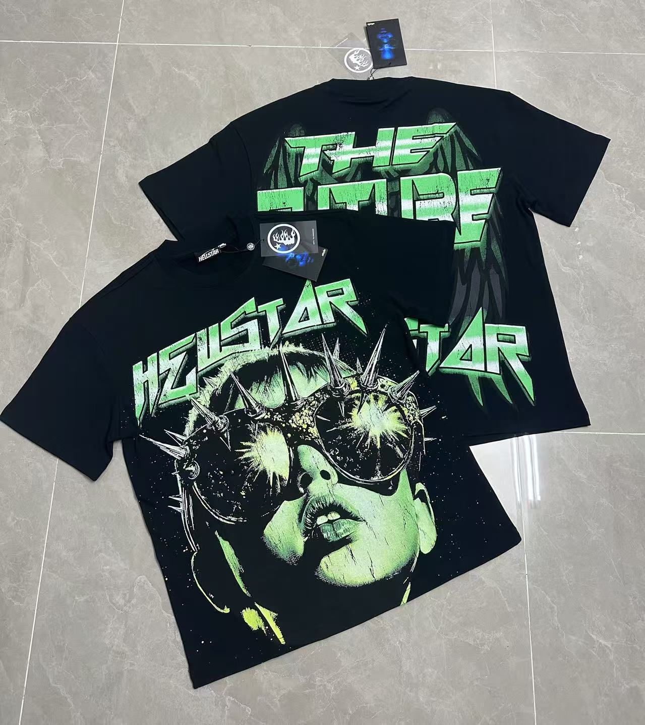 Hell Star Heel Washed Vintage American Print Short Sleeve T-Shirt