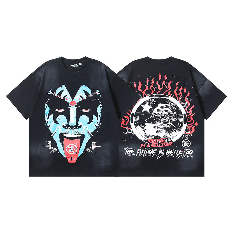 HELLSTAR 2025 American Streetwear Heavyweight Washed Vintage Oversized Short Sleeve T-Shirt