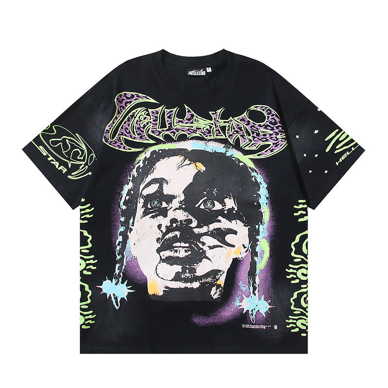 HELLSTAR Washed Vintage Graphic Tee — Unisex Oversized Streetwear
