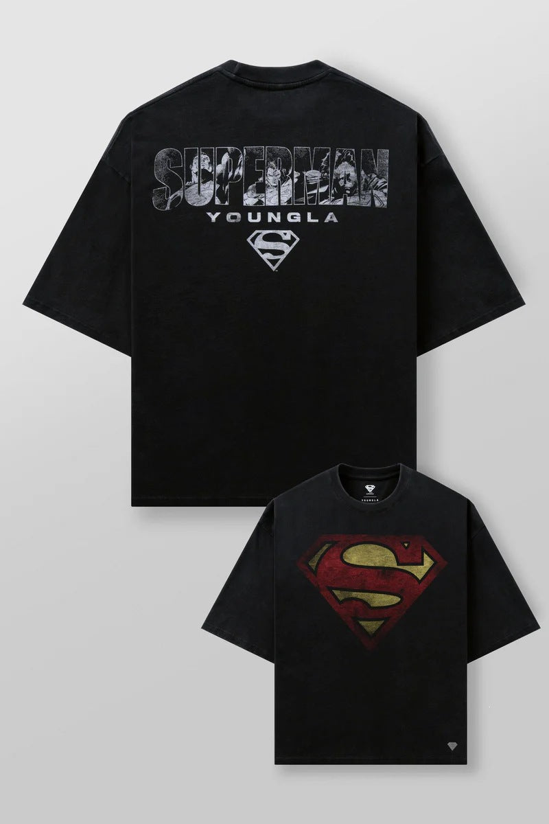YOUNGLA x Yu-Gi-Oh Superman Oversized Graphic Tee – Men's Streetwear Cotton T-Shirt