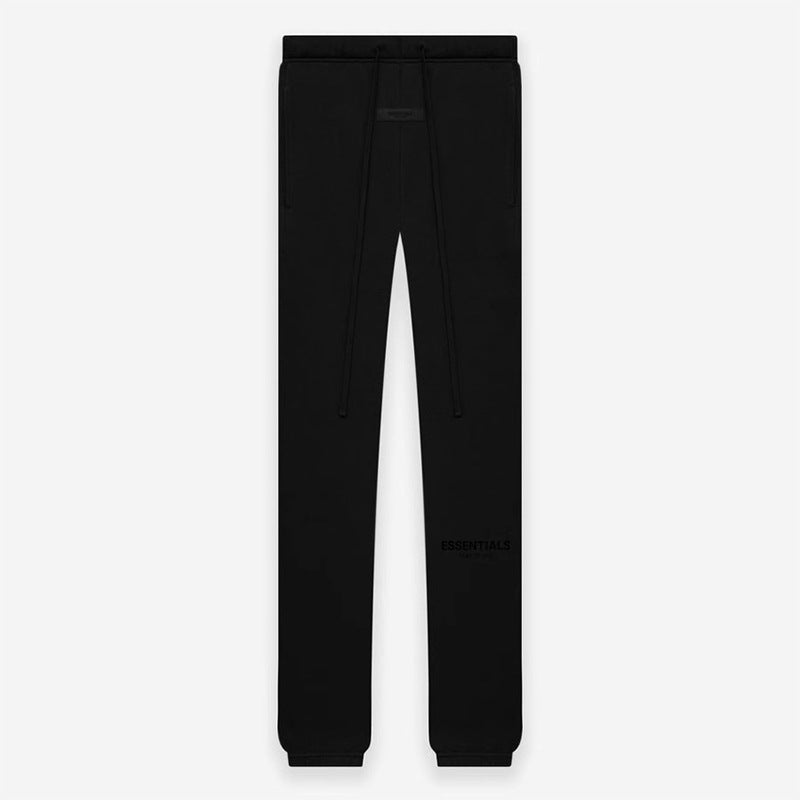 FOG Essentials Black Flocked Print Fleece Sweatpants – 2022S American Streetwear