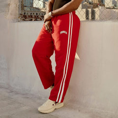 YOUNGLA Men's Double Stripe Joggers – Straight Leg Gym & Casual Pants