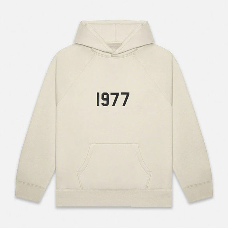 FOG Essentials 1977 Flocked Logo Fleece Pullover Hoodie – 2022SS Vintage American Streetwear