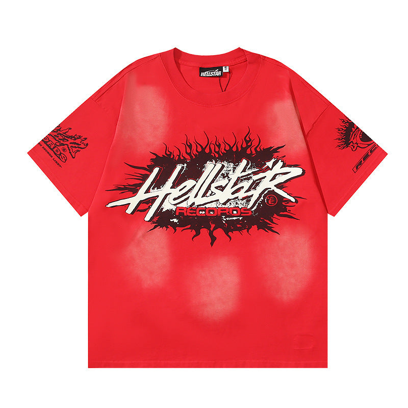 HELLSTAR 2025 American Streetwear Heavyweight Washed Vintage Oversized Short Sleeve T-Shirt