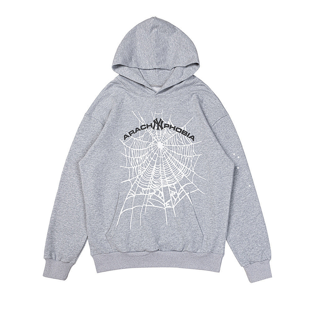 25ss High Quality SP5DER American Streetwear Rhinestone Foam Letter Spider Web Hoodie (Unisex)