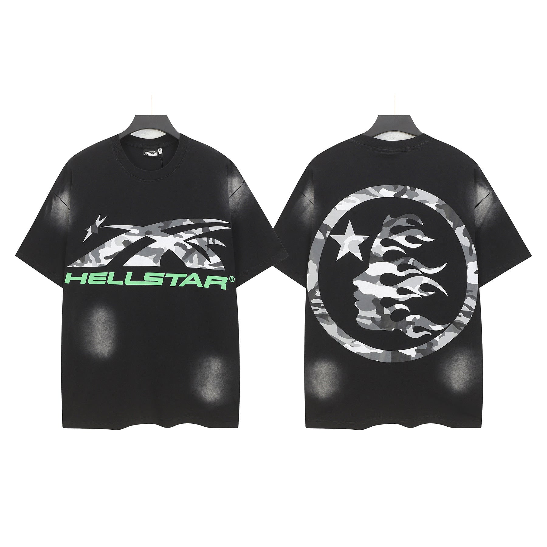 Hell Star Heel Washed Vintage American Print Short Sleeve T-Shirt