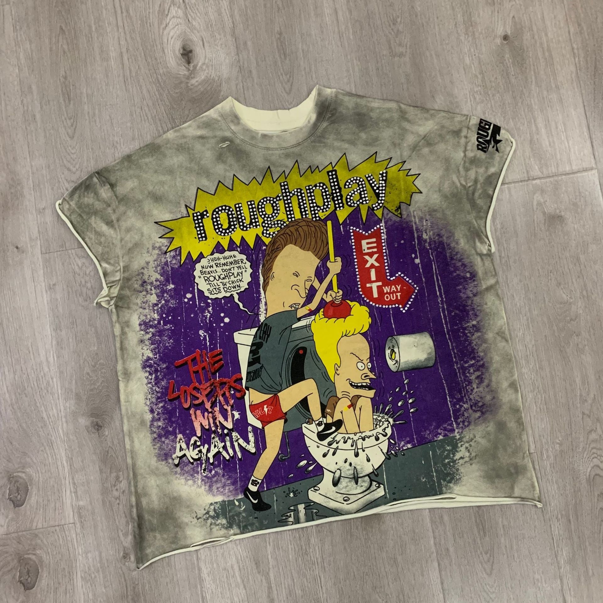 RoughPlay NYC Distressed Rhinestone Graphic Tee