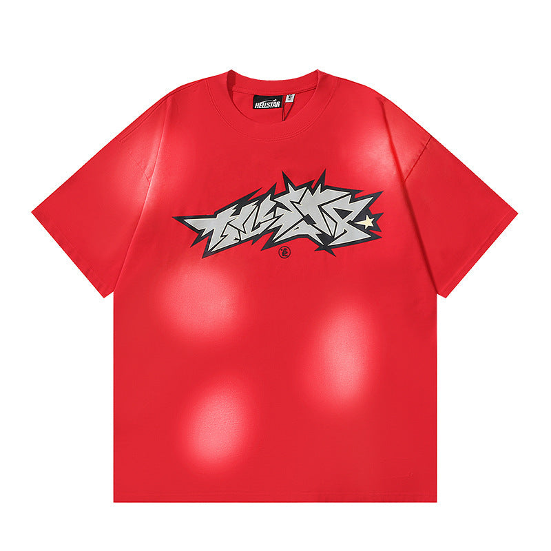 HELLSTAR 2025 American Streetwear Heavyweight Washed Vintage Oversized Short Sleeve T-Shirt