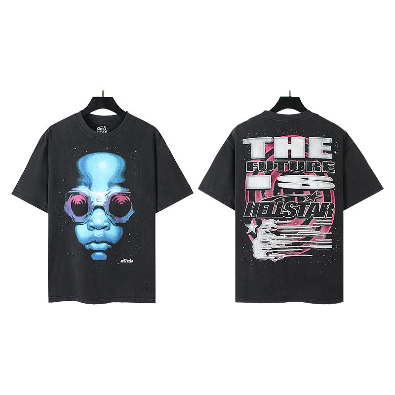Vintage Washed Oversized Graphic Tee – Unisex American Streetwear