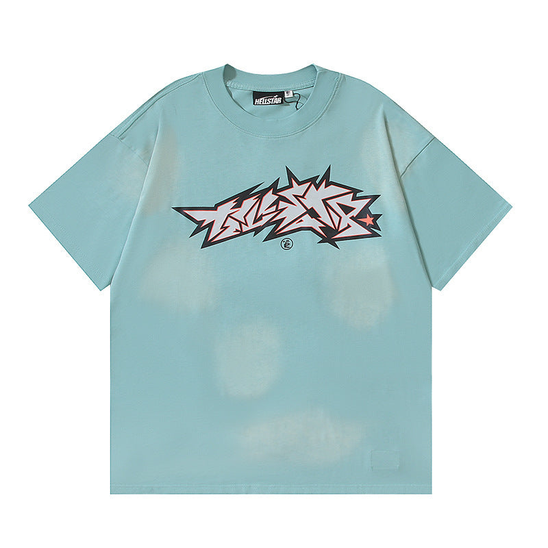 HELLSTAR 2025 American Streetwear Heavyweight Washed Vintage Oversized Short Sleeve T-Shirt