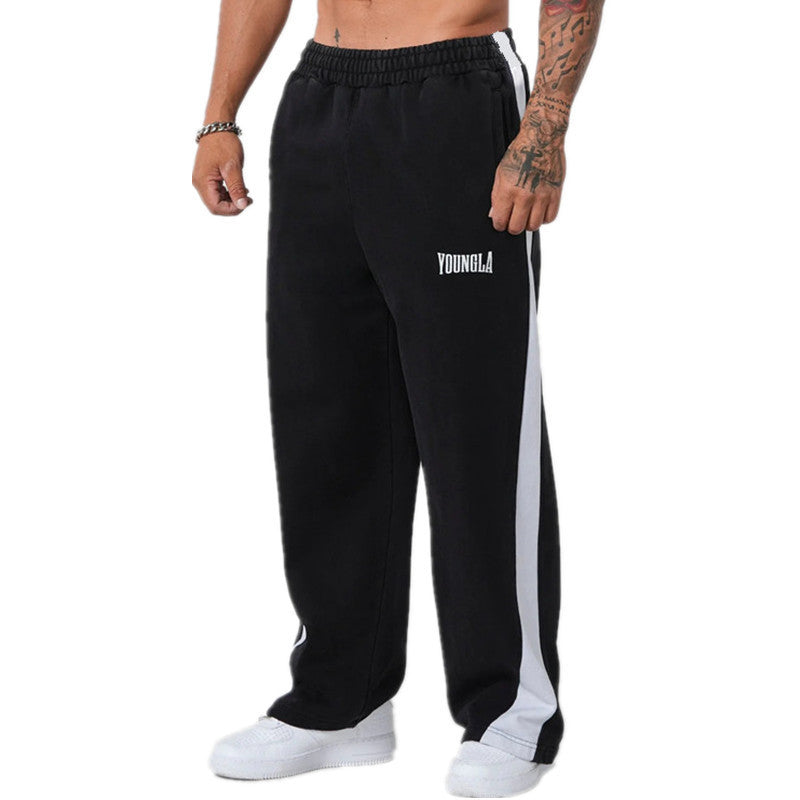 YOUNGLA Men's Camo Stripe Straight Leg Pants – Relaxed Fit Athletic Joggers