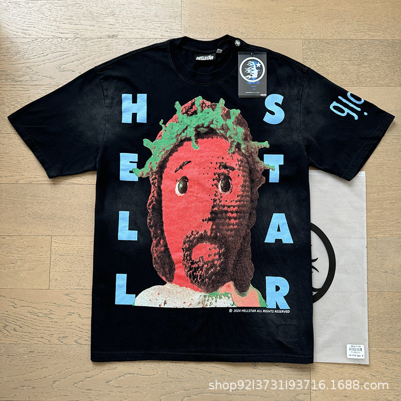 HELLSTAR Washed Vintage Graphic Tee — Unisex Oversized Streetwear