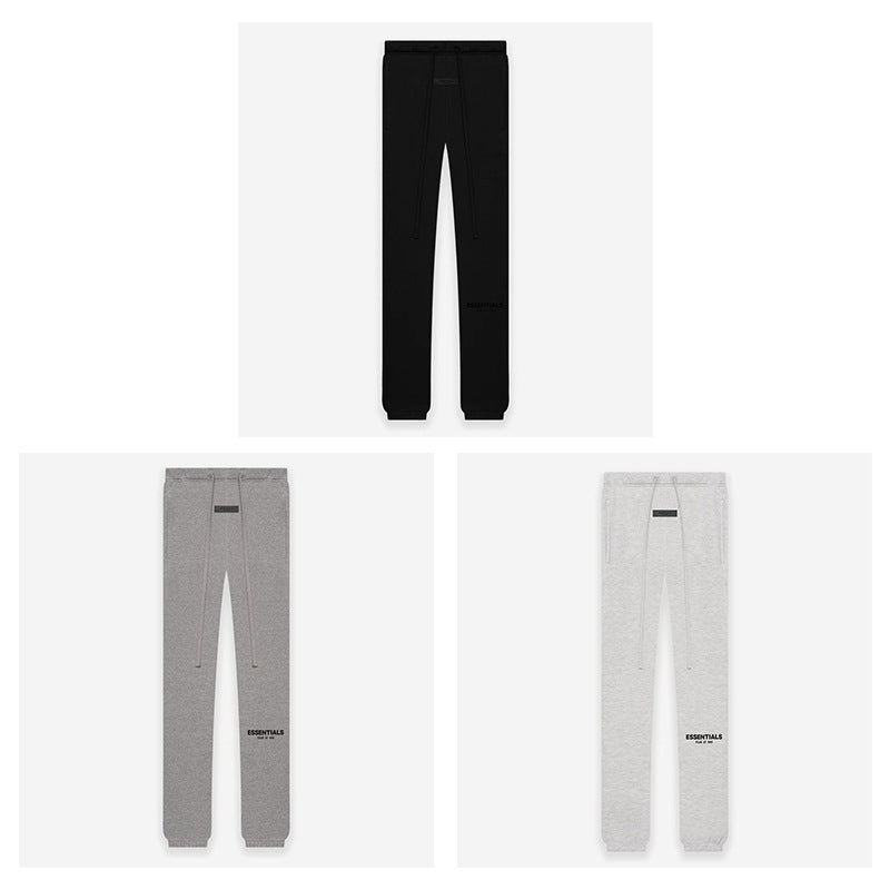 FOG Essentials Black Flocked Print Fleece Sweatpants – 2022S American Streetwear