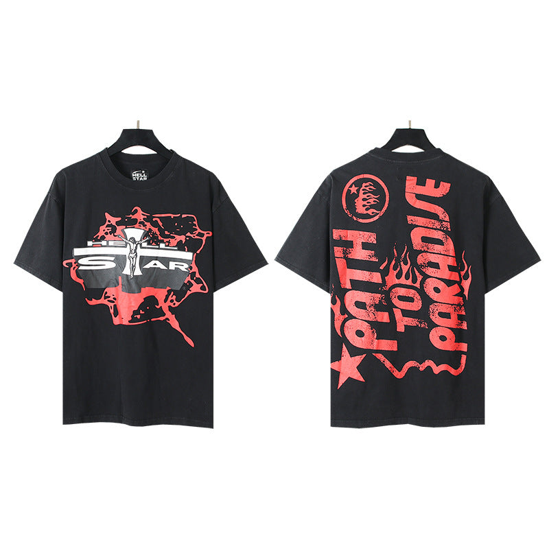 Vintage Washed Oversized Graphic Tee – Unisex American Streetwear