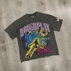 RoughPlay NYC Distressed Rhinestone Graphic Tee