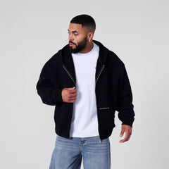 YOUNGLA Men's Graphic Zip-Up Hoodie – Heavyweight Fleece Streetwear Sweatshirt