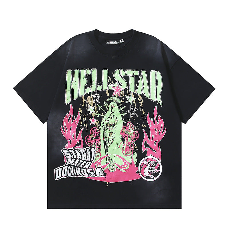 HELLSTAR Washed Vintage Graphic Tee — Unisex Oversized Streetwear