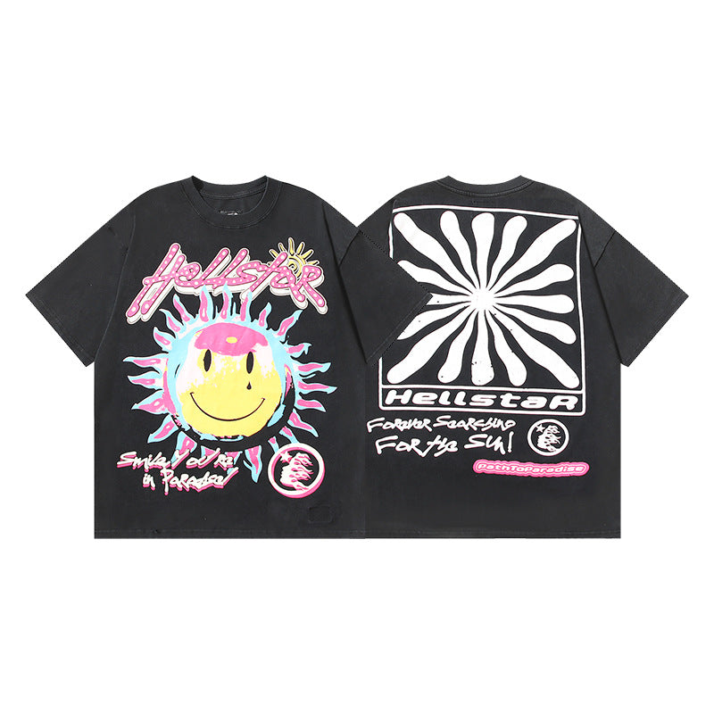 Vintage Washed Oversized Graphic Tee – Unisex American Streetwear