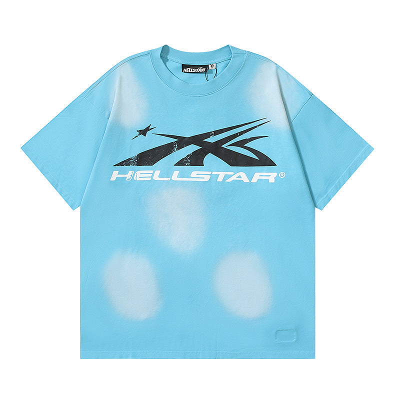 HELLSTAR 2025 American Streetwear Heavyweight Washed Vintage Oversized Short Sleeve T-Shirt