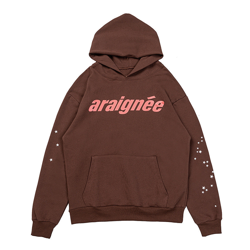 25ss High Quality SP5DER American Streetwear Rhinestone Foam Letter Spider Web Hoodie (Unisex)