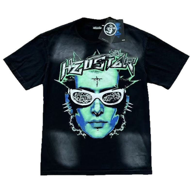 HELLSTAR 2025 American Streetwear Heavyweight Washed Vintage Oversized Short Sleeve T-Shirt