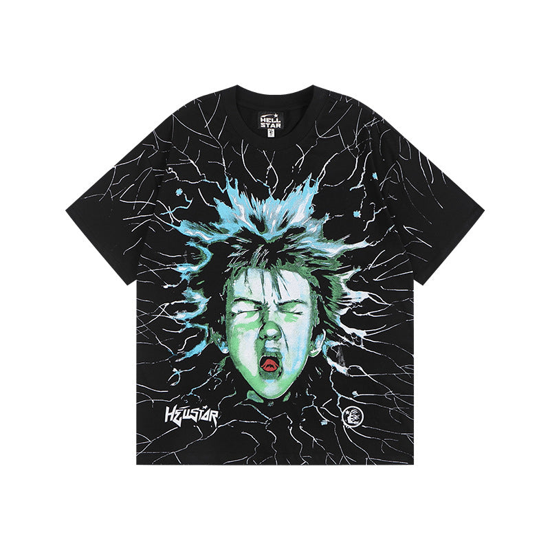 HELLSTAR Hip-Hop Graphic Letter Print Streetwear Oversized Cotton Tee