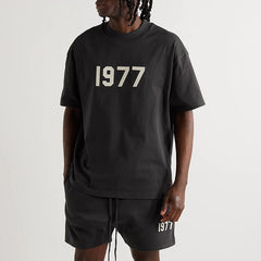 FOG Essentials 1977 Flocked Print Short Sleeve T-Shirt – 2022SS Unisex Streetwear