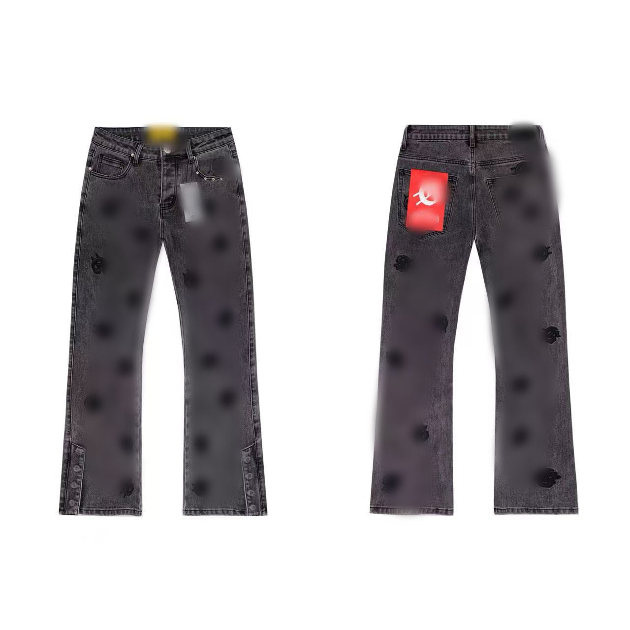 Vintage Distressed Embroidered Straight-Leg Jeans