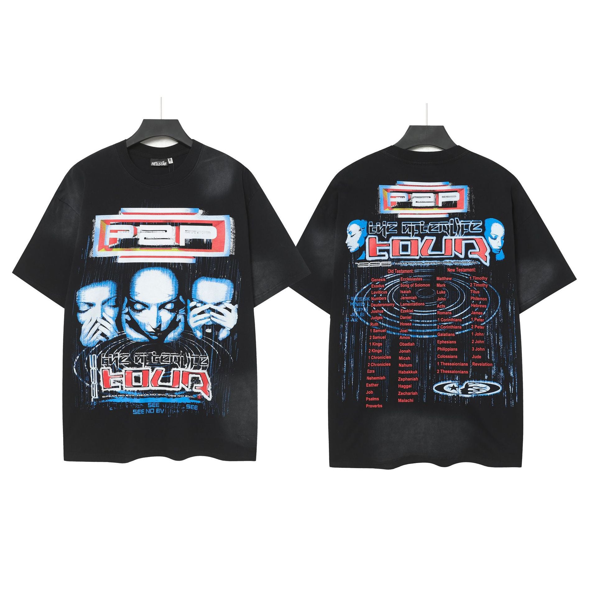 Hell Star Heel Washed Vintage American Print Short Sleeve T-Shirt