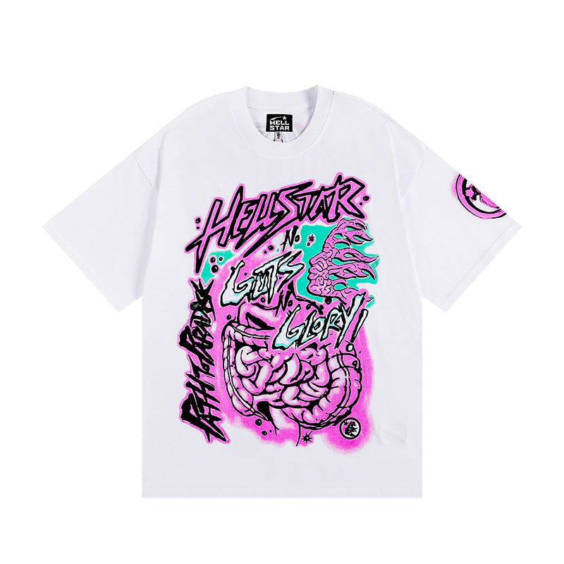HELLSTAR Hip-Hop Graphic Letter Print Streetwear Oversized Cotton Tee