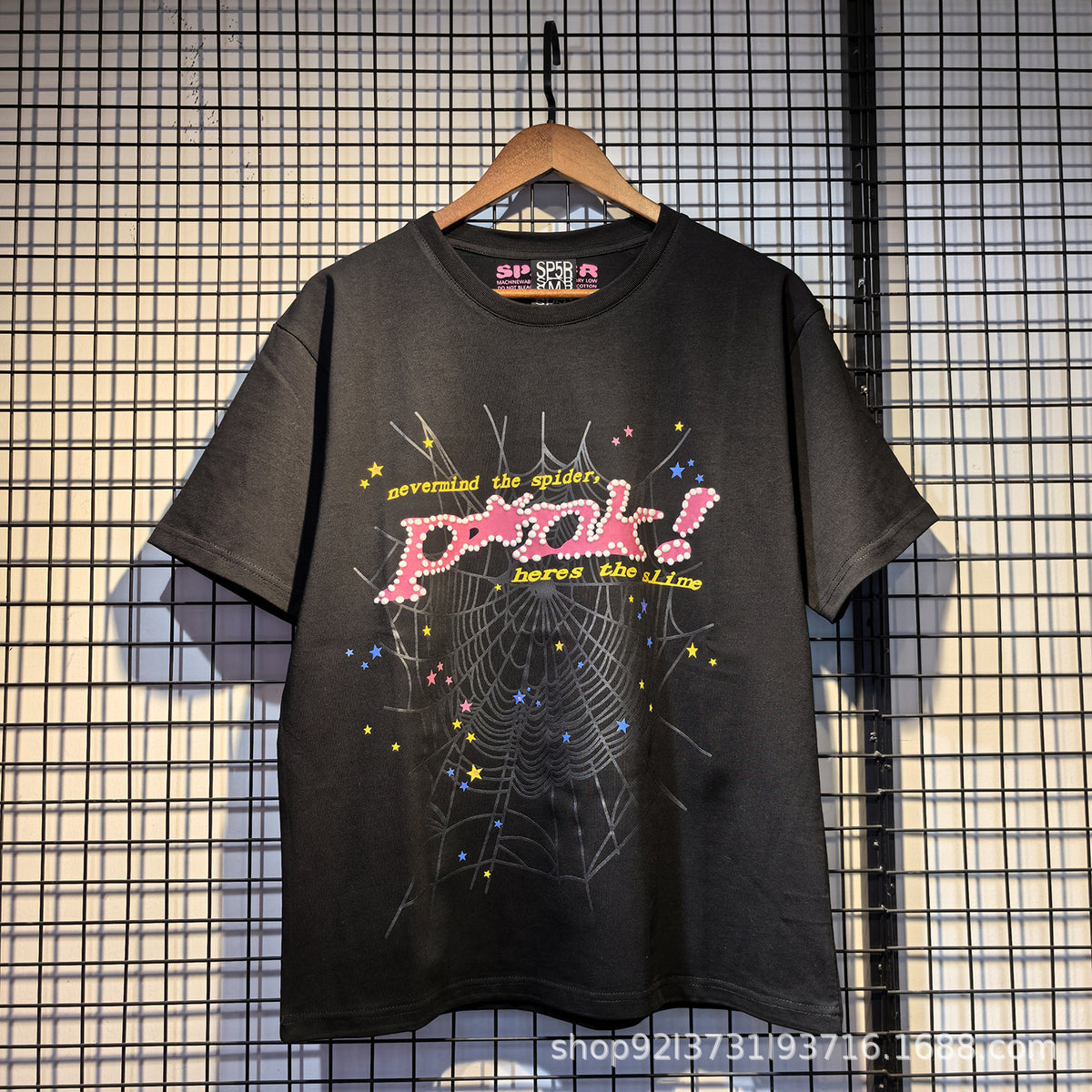 Sp5der Spider Web Bubble Letter Graphic Tee