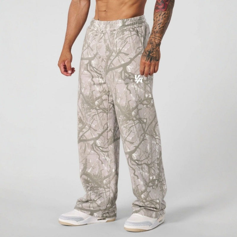 Men's Camo Stretch Straight Leg Joggers – Breathable Athletic Pants